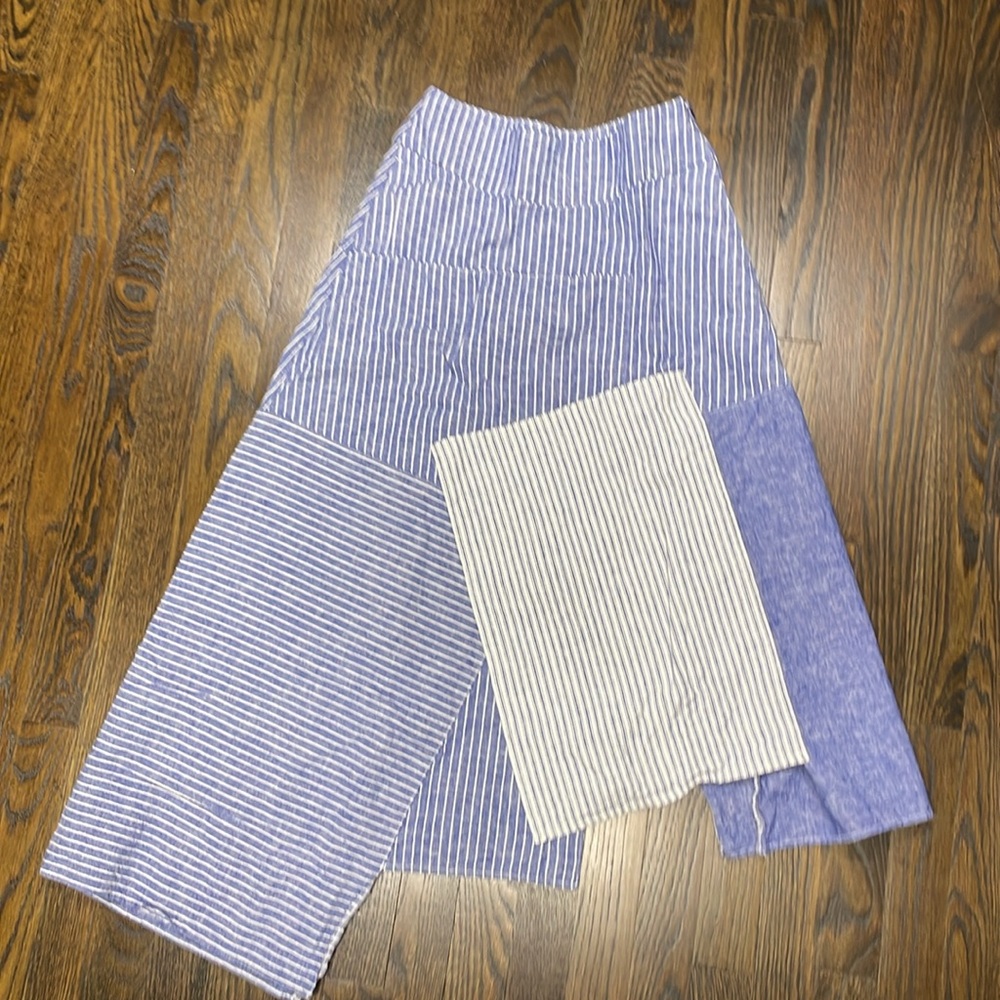 JW Anderson UNIQLO Stripe Asymmetrical Linen MIDI Skirt